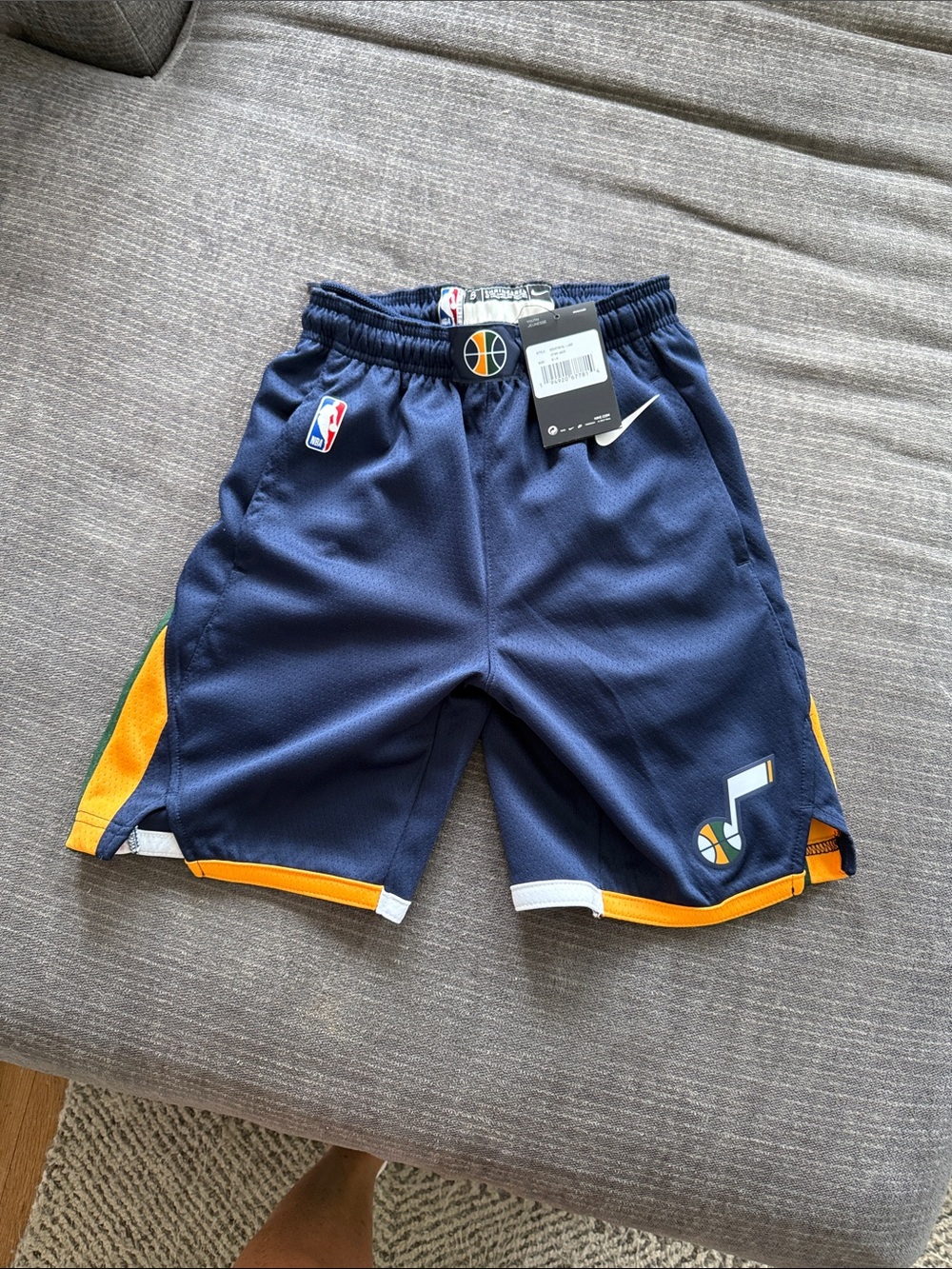 NBA utah jazz Kids Basketball Shorts with Yellow & Green Accents